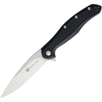 Steel Will Knives - Intrigue Mini -  3.5" Satin D2 Steel Blade W/ Black FRN Handle