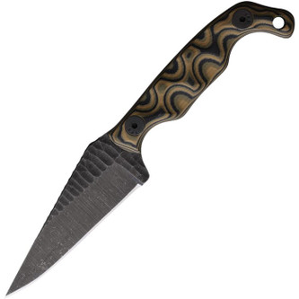 Stroup Knives: Mini, Fixed Blade Knife w/ Camo Sculpted G10 Handle