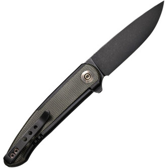 WE Knife Company - Smooth Sentinel - 3" Black Stonewash CPM 20CV Foldable Knife w/ Black Titanium with Green Canvas Micarta Inlay Handle WE Knife Company - Smooth Sentinel - 3" Black Stonewash CPM 20CV Foldable Knife w/ Black Titanium with Green Canvas Micarta Inlay Handle