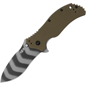Zero Tolerance - Model 0350 - 3.5" Tigerstripe MagnaCut Steel Folding Blade W/ OD Green G10 Handle