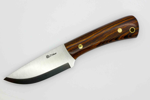 LT Wright Knives: XL Workhorse (Scandi Grind) Fixed Blade Knife - Desert Ironwood with Black Liners Handle - 9