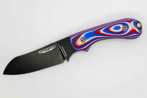 Bradford Knives: Guardian3 - Magnacut Steel - Nimbus Finish Sheepsfoot Blade - Red, White, & Blue G10 Handle Bradford Knives: Guardian3 - Magnacut Steel - Nimbus Finish Sheepsfoot Blade - Red, White, & Blue G10 Handle