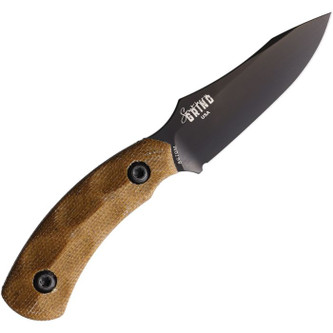 Southern Grind - Jackal Pup - 2.88 " PVD Black Fixed Blade - 8670M Steel - Tan Sculpted Micarta Handle