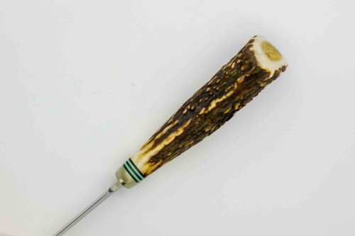 W. A. Surls Knives (Allen Surls) Custom Apalachee Fixed Blade Knife w/ Stag Bone Handle, Black/Tiffany Spacers - 1 W. A. Surls Knives (Allen Surls) Custom Apalachee Fixed Blade Knife w/ Stag Bone Handle, Black/Tiffany Spacers - 1