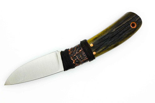 W. A. Surls Knives (Allen Surls) Custom - Lil Wedowee - Fixed Blade Knife w/ Hemp/Copper Wrapped Jigged Bone over Black Canvas Handle W. A. Surls Knives (Allen Surls) Custom - Lil Wedowee - Fixed Blade Knife w/ Hemp/Copper Wrapped Jigged Bone over Black Canvas Handle