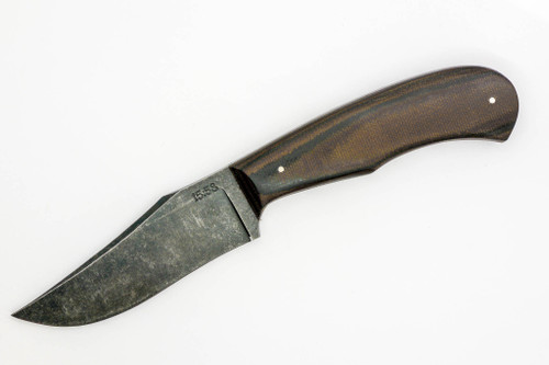 15:58 Knife Co: Revere EDC - 52100 Steel - Brown & Black Canvas Micarta Handle- Leather Sheath - by Josh Fisher