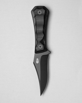 Aux Mfg - Pocket Bowie Deadhead - 3" 14c28n Stainless Steel w/ Black PVD Coating Fixed Blade w/ Black G10 Handles Aux Mfg - Pocket Bowie Deadhead - 3" 14c28n Stainless Steel w/ Black PVD Coating Fixed Blade w/ Black G10 Handles