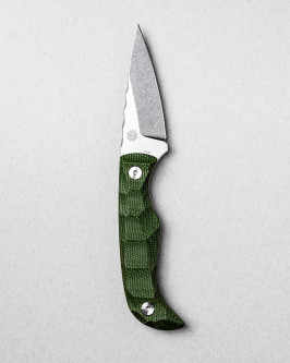 Aux Mfg - Karl Jr Deadhead - 3" 14c28n Stainless steel Blade w/ Green Micarta Handles Aux Mfg - Karl Jr Deadhead - 3" 14c28n Stainless steel Blade w/ Green Micarta Handles
