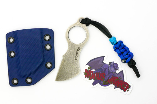 Woods Monkey Bat Wing by L.T. Wright - MagnaCut - Matte Finish - Skeletonized Handle w/ Blue Carbon Fiber Kydex Woods Monkey Bat Wing by L.T. Wright - MagnaCut - Matte Finish - Skeletonized Handle w/ Blue Carbon Fiber Kydex