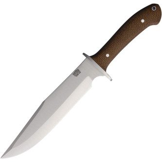 Bark River Knives: Highwayman IV - CPM 154 Steel, Fixed Blade Knife w/ Brown Burlap Micarta Handle