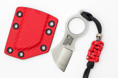 Woods Monkey Bat Wing by L.T. Wright - MagnaCut - Matte Finish - Skeletonized Handle w/ Red Carbon Fiber Kydex