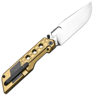 Artisan Cutlery - Beest - 3.65" S35VN Folding Knife w/Button Lock - Gold Titanium Handle Artisan Cutlery - Beest - 3.65" S35VN Folding Knife w/Button Lock - Gold Titanium Handle