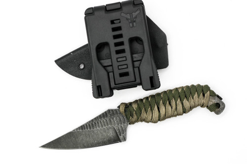 Stroup Knives: Mini 1, Fixed Blade Knife w/ Green & Tan Paracord Wrapped Handle