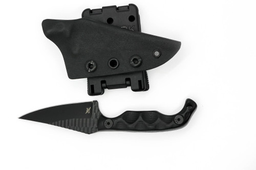 Stroup Knives: Mini 1, Black Cerakote Fixed Blade Knife w/ Black Sculpted G10 Handle Stroup Knives: Mini 1, Black Cerakote Fixed Blade Knife w/ Black Sculpted G10 Handle