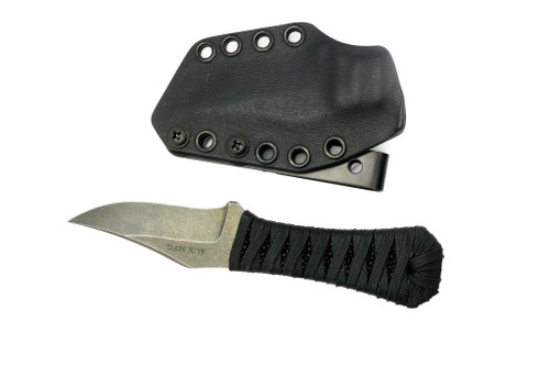 Aux Mfg - Pocket Bowie - 3" AEB-L stainless steel Blade w/ Black Stingray Skin Under Epoxied Cord Wrap Handles Aux Mfg - Pocket Bowie - 3" AEB-L stainless steel Blade w/ Black Stingray Skin Under Epoxied Cord Wrap Handles