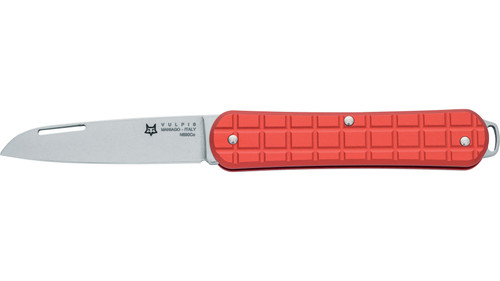 Fox Knives - Vulpis - 2.17" N690Co Polished Steel Folding Blade w/ Red Aluminum Grenade Pattern Handle Fox Knives - Vulpis - 2.17" N690Co Polished Steel Folding Blade w/ Red Aluminum Grenade Pattern Handle