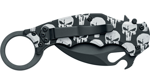 Fox Knives - The Skull Pattern - 2.56" N690Co Black Idroglider Steel Karambit Folding Blade w/ Black Anodized Aluminum Handle Fox Knives - The Skull Pattern - 2.56" N690Co Black Idroglider Steel Karambit Folding Blade w/ Black Anodized Aluminum Handle