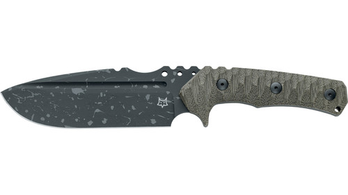 Fox Knives - Uro - 6.1"  Niolox Acid Washed Steel Fixed Blade w/ OD Green Canvas Micarta Handle