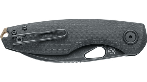 Fox Knives - Chilin - 3.15" M398 Black Stonewashed PVD Steel Folding Blade w/ 3K Carbon Fiber Handle Fox Knives - Chilin - 3.15" M398 Black Stonewashed PVD Steel Folding Blade w/ 3K Carbon Fiber Handle