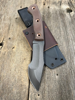 Dave Wenger Blades: Tracker Jr. - CPM 3V Steel - Without Sawtooth - Vintage Canvas Micarta - Kydex Sheath
