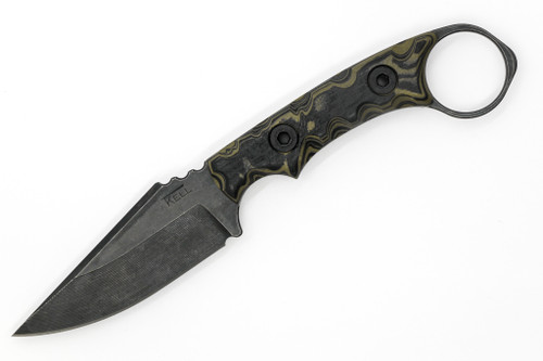 T.Kell Knives: Nightstalker - 3.25" Nickle Boron AEB-L Steel Blade w/ Black & Green Burl G10 handle