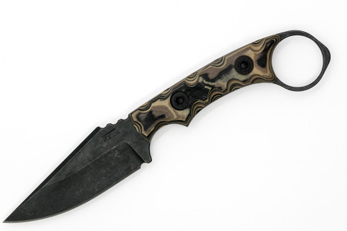 T.Kell Knives: Nightstalker - 3.25" Nickle Boron AEB-L Steel Blade w/ Black & Brown Burl G10 handle