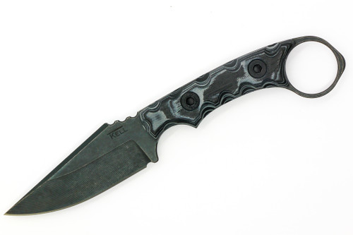 T.Kell Knives: Nightstalker - 3.25" Nickle Boron AEB-L Steel Blade w/ Black & Gray Burl G10 handle