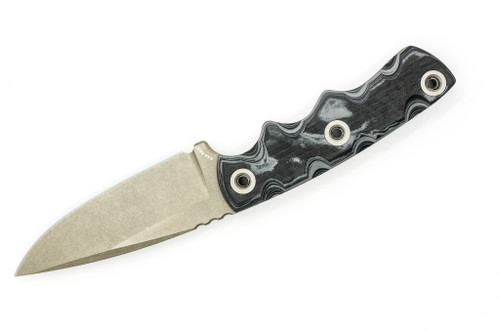 T.Kell Knives: Combatant - 3.21" Nickle Boron AEB-L Steel Blade w/ Black & Gray Burl G10 handle T.Kell Knives: Combatant - 3.21" Nickle Boron AEB-L Steel Blade w/ Black & Gray Burl G10 handle