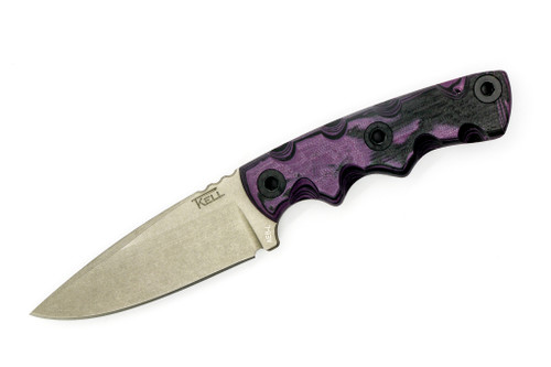 T.Kell Knives: Combatant - 3.21" Nickle Boron AEB-L Steel Blade w/ Black & Purple Burl G10 handle