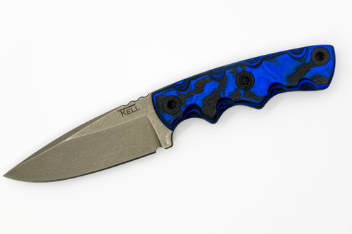 T.Kell Knives: Combatant - 3.21" Nickle Boron 80CRV-2 Steel Blade w/ Black & Blue Burl G10 handle