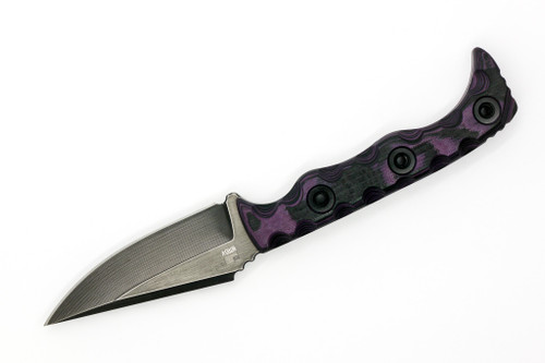 T.Kell Knives: Agent 003 - 3.25" Nickle Boron Nitro-V Steel Blade w/ Black & Purple Burl G10 handle