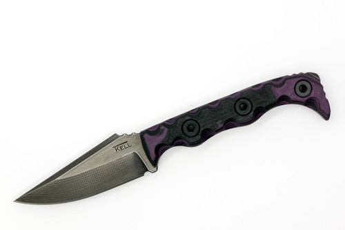 T.Kell Knives: Agent 003 - 3.25" Nickle Boron Nitro-V Steel Blade w/ Black & Purple Burl G10 handle