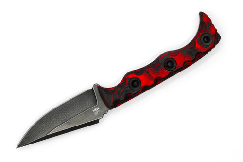 T.Kell Knives: Agent 003 - 3.25" Nickle Boron Nitro-V Steel Blade w/ Black & Red Burl G10 handle
