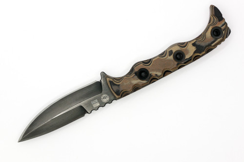 T.Kell Knives: Agent 001 - 3.35" Nickle Boron 80CRV2 Steel Blade w/ Black & Brown Burl G10 handle