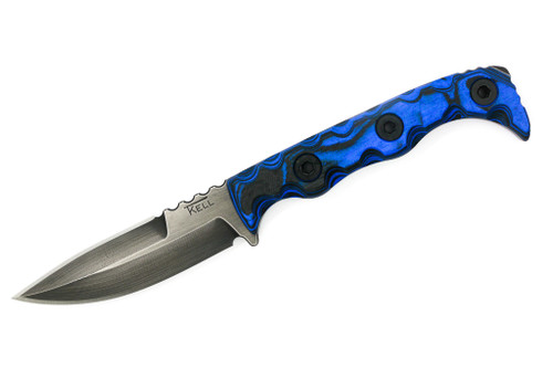 T.Kell Knives: Agent 001 - 3.35" Nickle Boron Nitro-V Steel Blade w/ Black & Blue Burl G10 handle