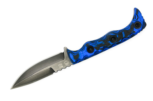 T.Kell Knives: Agent 001 - 3.35" Nickle Boron Nitro-V Steel Blade w/ Black & Blue Burl G10 handle