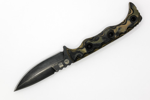 T.Kell Knives: Agent 001 - 3.35" Nickle Boron 80CRV2 Steel Blade w/ Black, Brown & Green Burl G10 handle