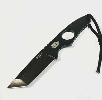 Hoffner Knives: Bodyguard Neck Knife - 2.5" 440C Super Steel Skeletonized Neck Knife - Tanto Hoffner Knives: Bodyguard Neck Knife - 2.5" 440C Super Steel Skeletonized Neck Knife - Tanto