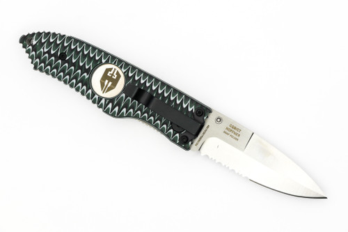 Hoffner Knives: SNAP Flatline - 2.8" Silver 440C Super Steel Partially Serrated Folding Knife - Chiseled Dark Ops G10 Handle Hoffner Knives: SNAP Flatline - 2.8" Silver 440C Super Steel Partially Serrated Folding Knife - Chiseled Dark Ops G10 Handle