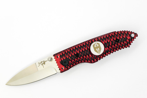 Hoffner Knives: SNAP Flatline - 2.8" Silver 440C Super Steel Folding Knife - Chiseled Red & Black G10 Handle