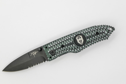 Hoffner Knives: SNAP Flatline - 2.8" Black 440C Super Steel Partially Serrated Folding Knife - Chiseled Dark Ops G10 Handle