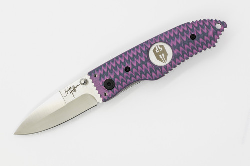 Hoffner Knives: SNAP Flatline - 2.8" Silver 440C Super Steel Folding Knife - Pink & Gray G10 Handle