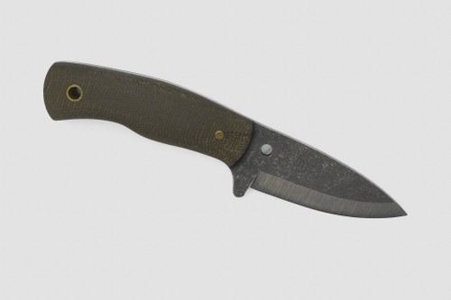 Primative Woodsman - Foxfire - 2.5" Black Oxide 80CRV2 Steel Blade w/ Green Canvas Micarta Handle Primative Woodsman - Foxfire - 2.5" Black Oxide 80CRV2 Steel Blade w/ Green Canvas Micarta Handle