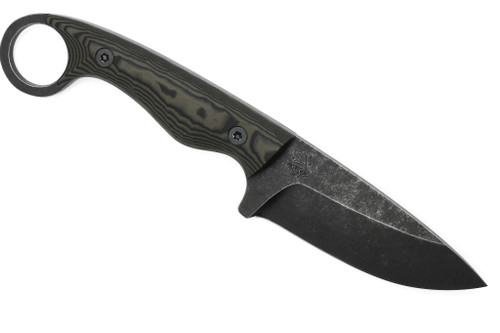 The Wizard Forge - Duty Gremlin - 4" Black Stonewash AEB-L Fixed Blade W/ OD Green & Black G10 Handle and Black Kydex Sheath W/ OD Green Straps The Wizard Forge - Duty Gremlin - 4" Black Stonewash AEB-L Fixed Blade W/ OD Green & Black G10 Handle and Black Kydex Sheath W/ OD Green Straps