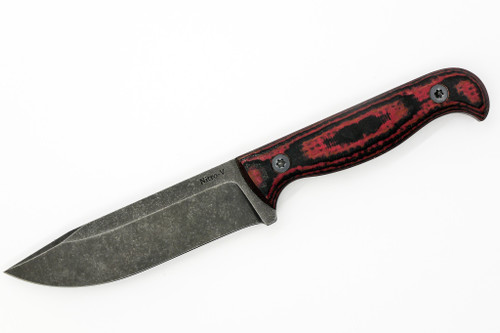 The Wizard Forge - Duty Marshall - 4.5" Black Stonewash Nitro-V Fixed Blade W/ Cowkiller Micarta Handle and Black Kydex Sheath W/ Black Straps