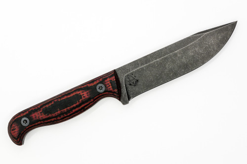 The Wizard Forge - Duty Marshall - 4.5" Black Stonewash Nitro-V Fixed Blade W/ Cowkiller Micarta Handle and Black Kydex Sheath W/ Black Straps