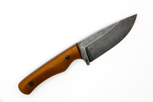 The Wizard Forge - Goblin - 4" Stonewash 52100 Fixed Blade W/ Honey Micarta W/ OD Green & Black Liner Handle and Brown Leather Sheath The Wizard Forge - Goblin - 4" Stonewash 52100 Fixed Blade W/ Honey Micarta W/ OD Green & Black Liner Handle and Brown Leather Sheath