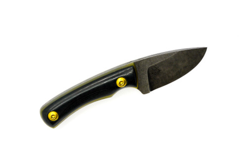 The Wizard Forge - Gnome - 2" Black Stonewash Nitro-V Fixed Blade W/ Black & Lager G10 Handle and Black Kydex Sheath W/ Black Straps The Wizard Forge - Gnome - 2" Black Stonewash Nitro-V Fixed Blade W/ Black & Lager G10 Handle and Black Kydex Sheath W/ Black Straps