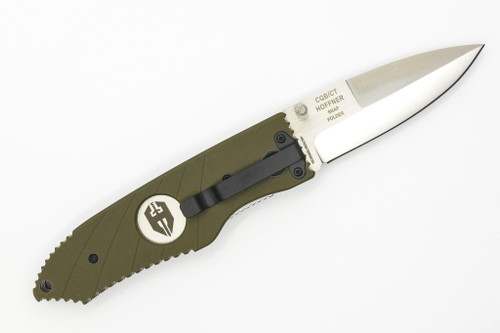 Hoffner Knives: SNAP Flatline - 3.5" Silver 440C Super Steel Folding Knife - Olive G10 Handle