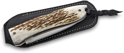 LionSteel Knives: Opera Lockback Stag - 3" Damascus steel Blade W/ Stag Handle LionSteel Knives: Opera Lockback Stag - 3" Damascus steel Blade W/ Stag Handle